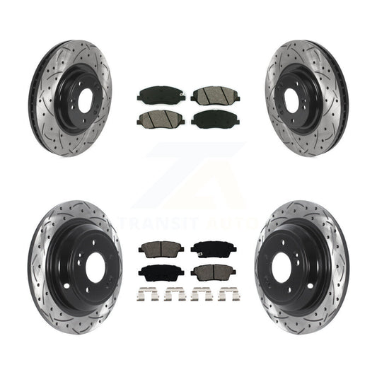 [Avant + Arrière] Kit de disque (percé rainuré revêtu) et plaquette (semi-métallique) de frein pour 2012 Hyundai Genesis 3.8L KDS-100741