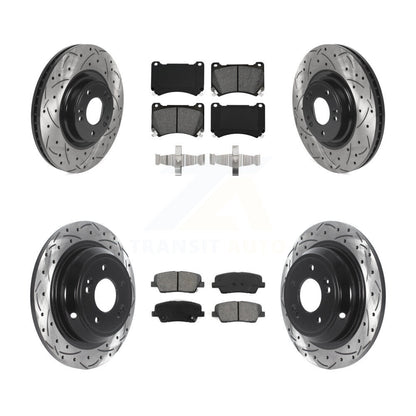 [Avant + Arrière] Kit de disque (percé rainuré revêtu) et plaquette (semi-métallique) de frein pour Hyundai Genesis 4.6L KDS-100742