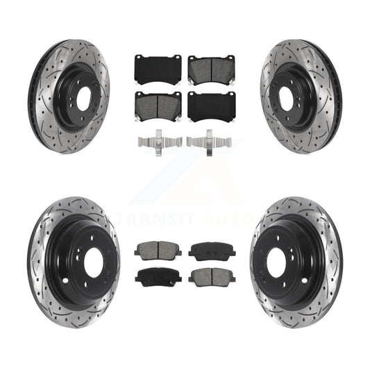 [Avant + Arrière] Kit de disque (percé rainuré revêtu) et plaquette (semi-métallique) de frein pour Hyundai Genesis 4.6L KDS-100742