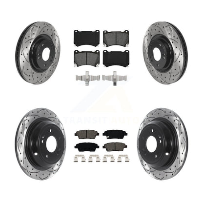 [Avant + Arrière] Kit de disque (percé rainuré revêtu) et plaquette (semi-métallique) de frein pour Hyundai Genesis KDS-100743