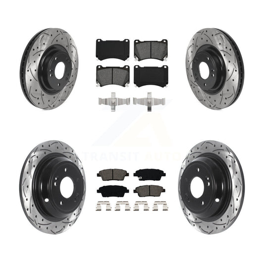 [Avant + Arrière] Kit de disque (percé rainuré revêtu) et plaquette (semi-métallique) de frein pour Hyundai Genesis KDS-100743