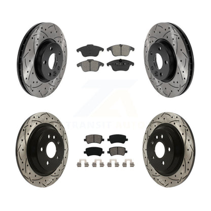 [Avant + Arrière] Kit de disque (percé rainuré revêtu) et plaquette (semi-métallique) de frein pour 2013-2014 Volvo S60 avec 300mm Diameter Rotor KDS-100745