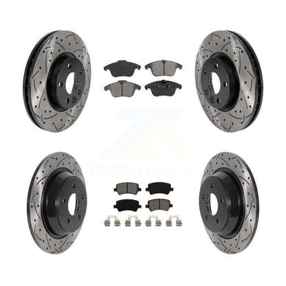 [Avant + Arrière] Kit de disque (percé rainuré revêtu) et plaquette (semi-métallique) de frein pour 2012-2015 Land Rover Range Evoque KDS-100746