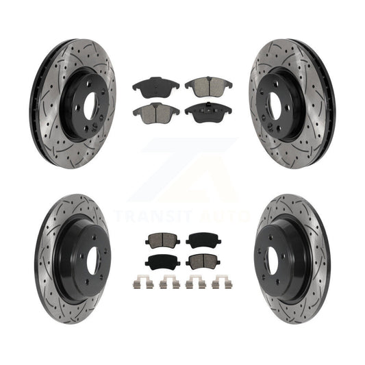 [Avant + Arrière] Kit de disque (percé rainuré revêtu) et plaquette (semi-métallique) de frein pour 2012-2015 Land Rover Range Evoque KDS-100746