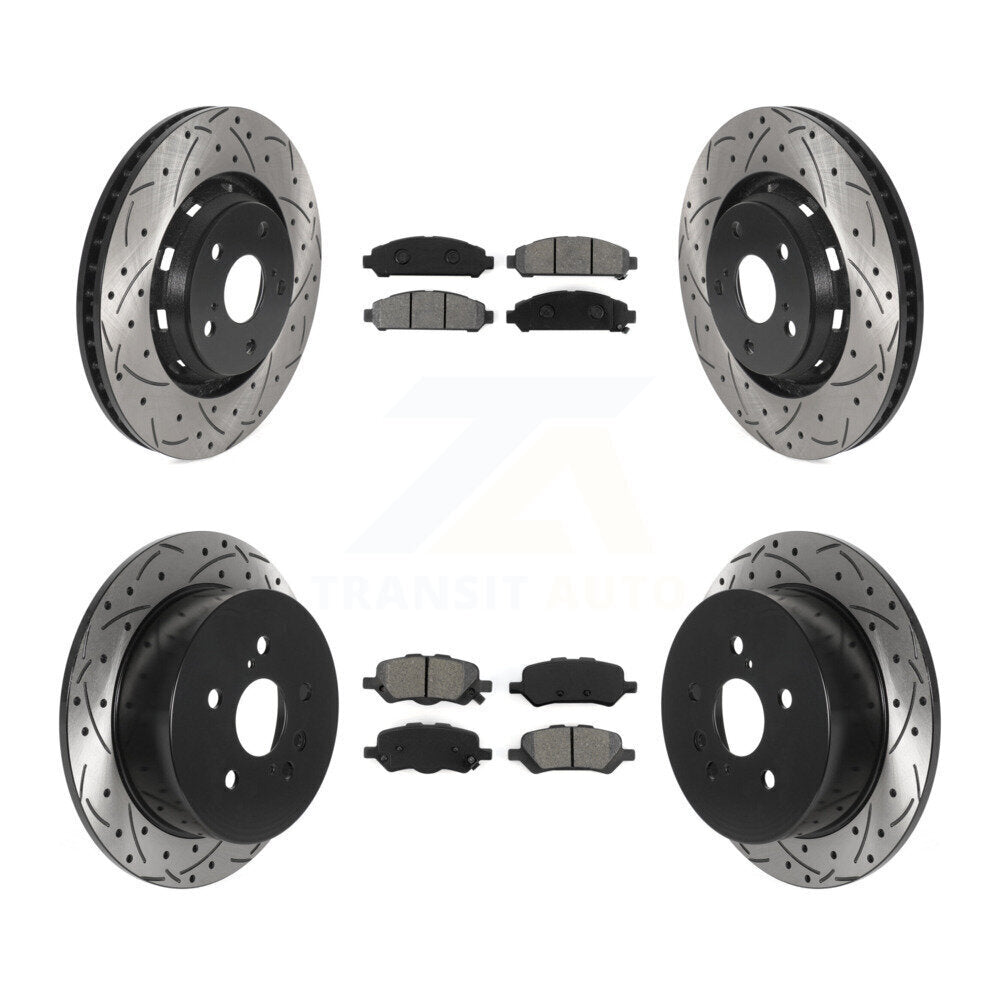 [Avant + Arrière] Kit de disque (percé rainuré revêtu) et plaquette (semi-métallique) de frein pour 2009-2016 Toyota Venza KDS-100747
