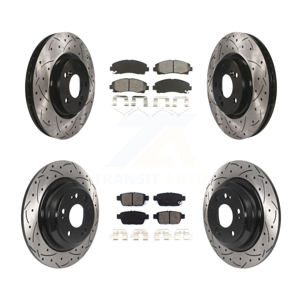 [Avant + Arrière] Kit de disque (percé rainuré revêtu) et plaquette (semi-métallique) de frein pour 2009-2014 Acura TL KDS-100748