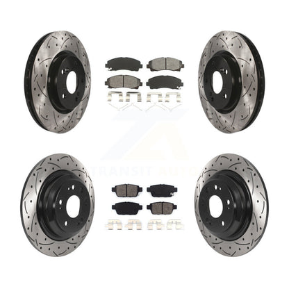 [Avant + Arrière] Kit de disque (percé rainuré revêtu) et plaquette (semi-métallique) de frein pour 2009-2014 Acura TL KDS-100748