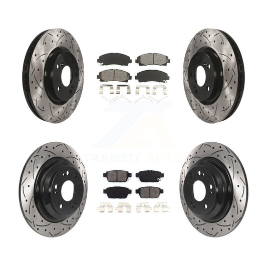 [Avant + Arrière] Kit de disque (percé rainuré revêtu) et plaquette (semi-métallique) de frein pour 2009-2014 Acura TL KDS-100748
