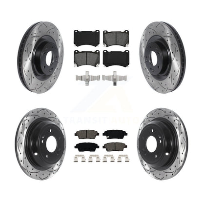 [Avant + Arrière] Kit de disque (percé rainuré revêtu) et plaquette (semi-métallique) de frein pour 2012-2014 Hyundai Genesis 5.0L KDS-100749