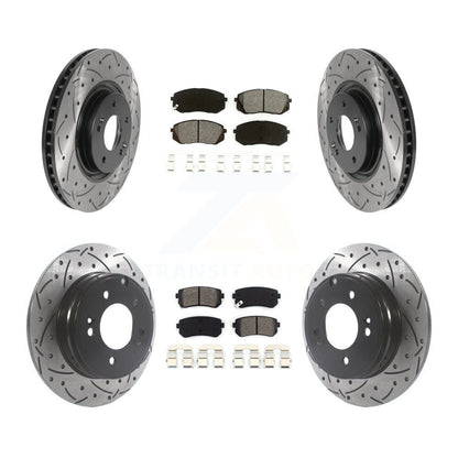 [Avant + Arrière] Kit de disque (percé rainuré revêtu) et plaquette (semi-métallique) de frein pour Hyundai Tucson Kia Cadenza KDS-100752