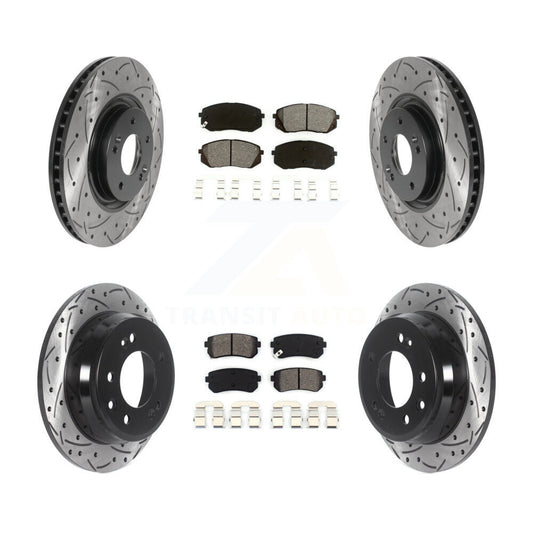 [Avant + Arrière] Kit de disque (percé rainuré revêtu) et plaquette (semi-métallique) de frein pour 2015 Hyundai Tucson FWD avec FUEL CELL EV (FCEV) engine KDS-100753