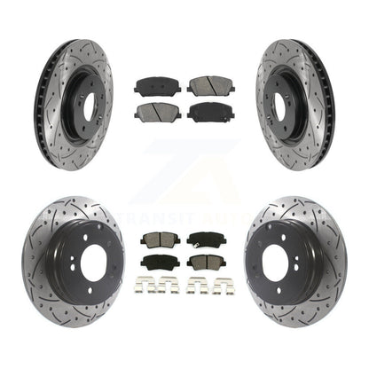 [Avant + Arrière] Kit de disque (percé rainuré revêtu) et plaquette (semi-métallique) de frein pour Kia Optima 2.0L KDS-100755