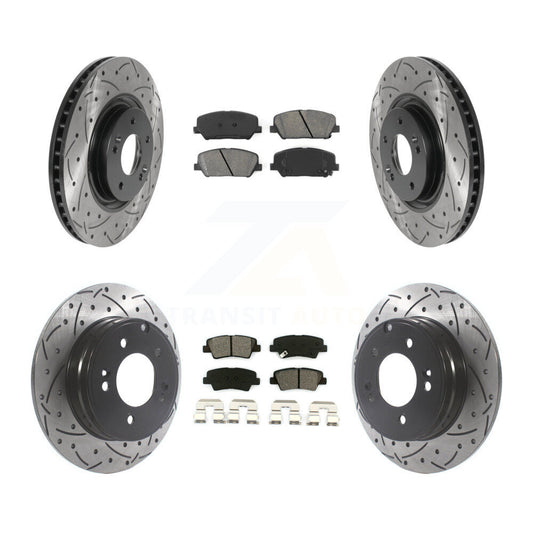 [Avant + Arrière] Kit de disque (percé rainuré revêtu) et plaquette (semi-métallique) de frein pour Kia Optima 2.0L KDS-100755