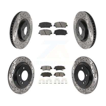 [Avant + Arrière] Kit de disque (percé rainuré revêtu) et plaquette (semi-métallique) de frein pour 2013-2015 Kia Optima 2.0L avec Electric Parking KDS-100756