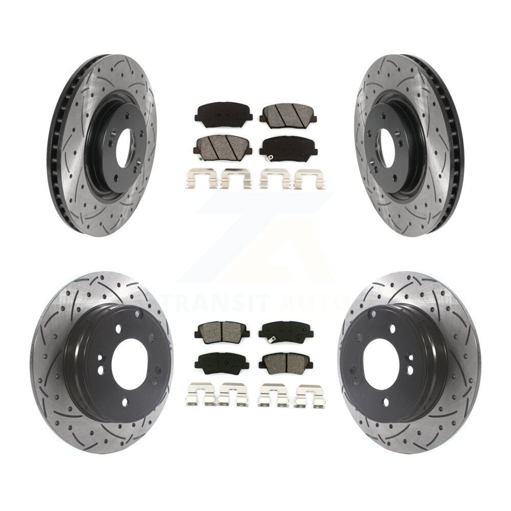 [Avant + Arrière] Kit de disque (percé rainuré revêtu) et plaquette (semi-métallique) de frein pour Hyundai Azera KDS-100757
