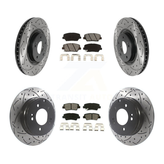 [Avant + Arrière] Kit de disque (percé rainuré revêtu) et plaquette (semi-métallique) de frein pour Hyundai Azera KDS-100757