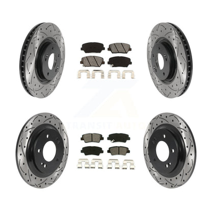 [Avant + Arrière] Kit de disque (percé rainuré revêtu) et plaquette (semi-métallique) de frein pour 2016-2017 Hyundai Azera Limited KDS-100758