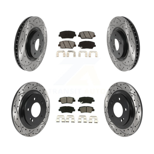 [Avant + Arrière] Kit de disque (percé rainuré revêtu) et plaquette (semi-métallique) de frein pour 2016-2017 Hyundai Azera Limited KDS-100758