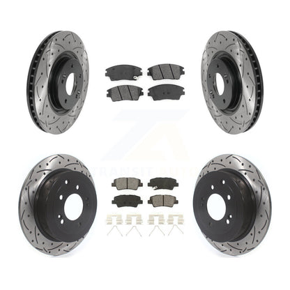[Avant + Arrière] Kit de disque (percé rainuré revêtu) et plaquette (semi-métallique) de frein pour 2017-2021 Kia Sportage Turbocharged avec Manual Parking KDS-100759