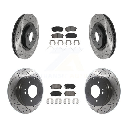 [Avant + Arrière] Kit de disque (percé rainuré revêtu) et plaquette (semi-métallique) de frein pour Kia Optima avec Manual Parking KDS-100760