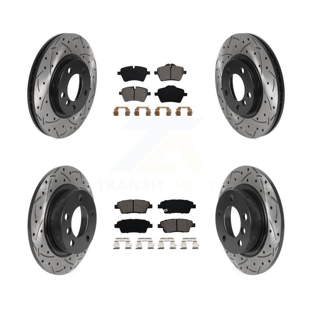 [Avant + Arrière] Kit de disque (percé rainuré revêtu) et plaquette (semi-métallique) de frein pour Mini Cooper Countryman Paceman KDS-100763