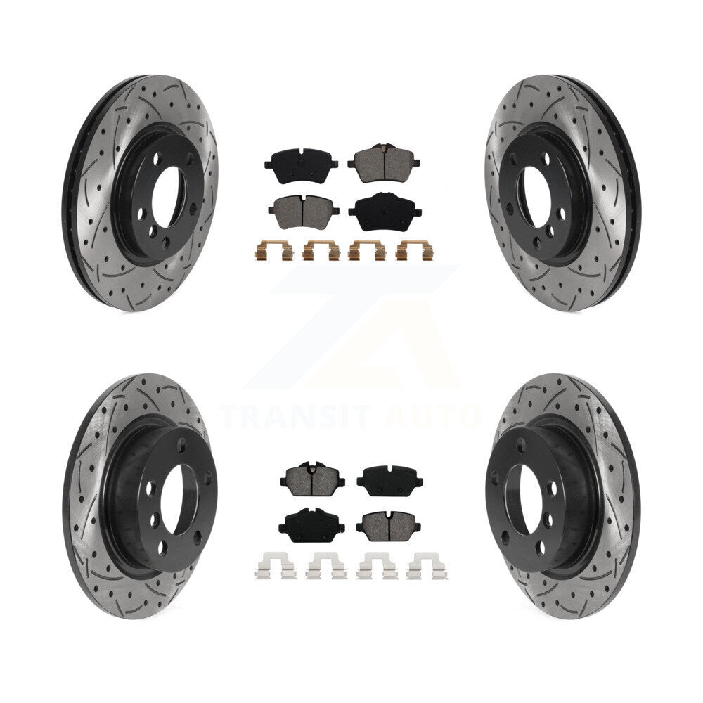 [Avant + Arrière] Kit de disque (percé rainuré revêtu) et plaquette (semi-métallique) de frein pour Mini Cooper Countryman Paceman KDS-100764