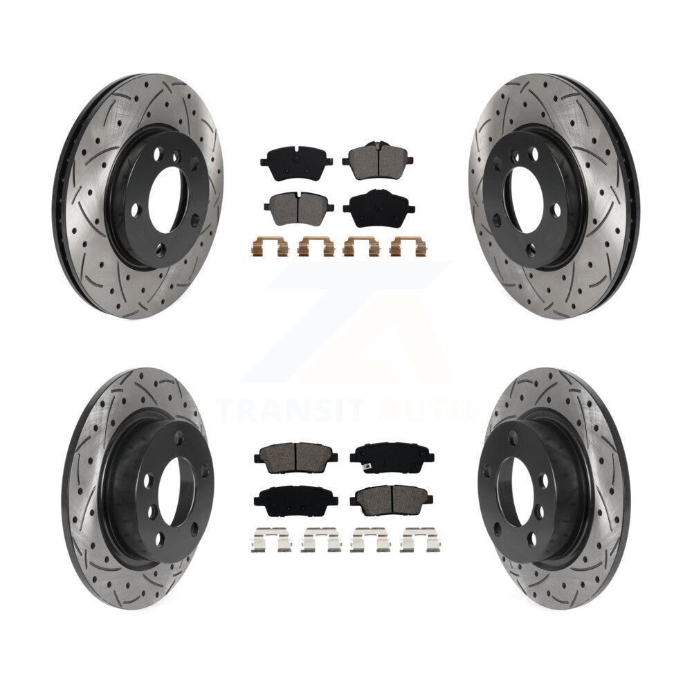 [Avant + Arrière] Kit de disque (percé rainuré revêtu) et plaquette (semi-métallique) de frein pour Mini Cooper Countryman Paceman Base KDS-100765