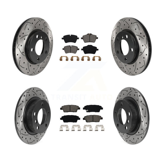 [Avant + Arrière] Kit de disque (percé rainuré revêtu) et plaquette (semi-métallique) de frein pour Mini Cooper Countryman Paceman Base KDS-100765