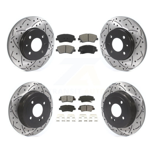 [Avant + Arrière] Kit de disque (percé rainuré revêtu) et plaquette (semi-métallique) de frein pour Hyundai Accent Kia Rio KDS-100767