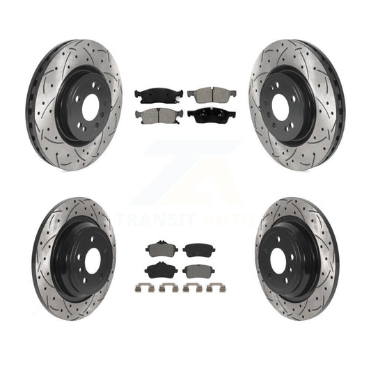 [Avant + Arrière] Kit de disque (percé rainuré revêtu) et plaquette (semi-métallique) de frein pour Mercedes-Benz ML350 GLE350 ML250 GLE300d KDS-100768