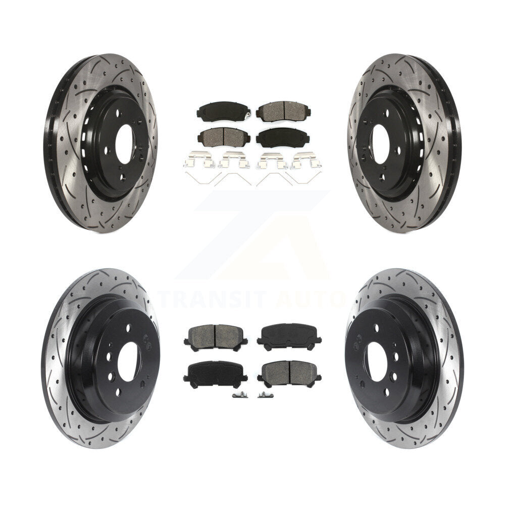 [Avant + Arrière] Kit de disque (percé rainuré revêtu) et plaquette (semi-métallique) de frein pour 2019-2022 Honda Passport KDS-100769