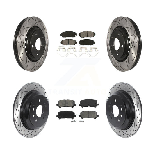 [Avant + Arrière] Kit de disque (percé rainuré revêtu) et plaquette (semi-métallique) de frein pour 2019-2022 Honda Passport KDS-100769