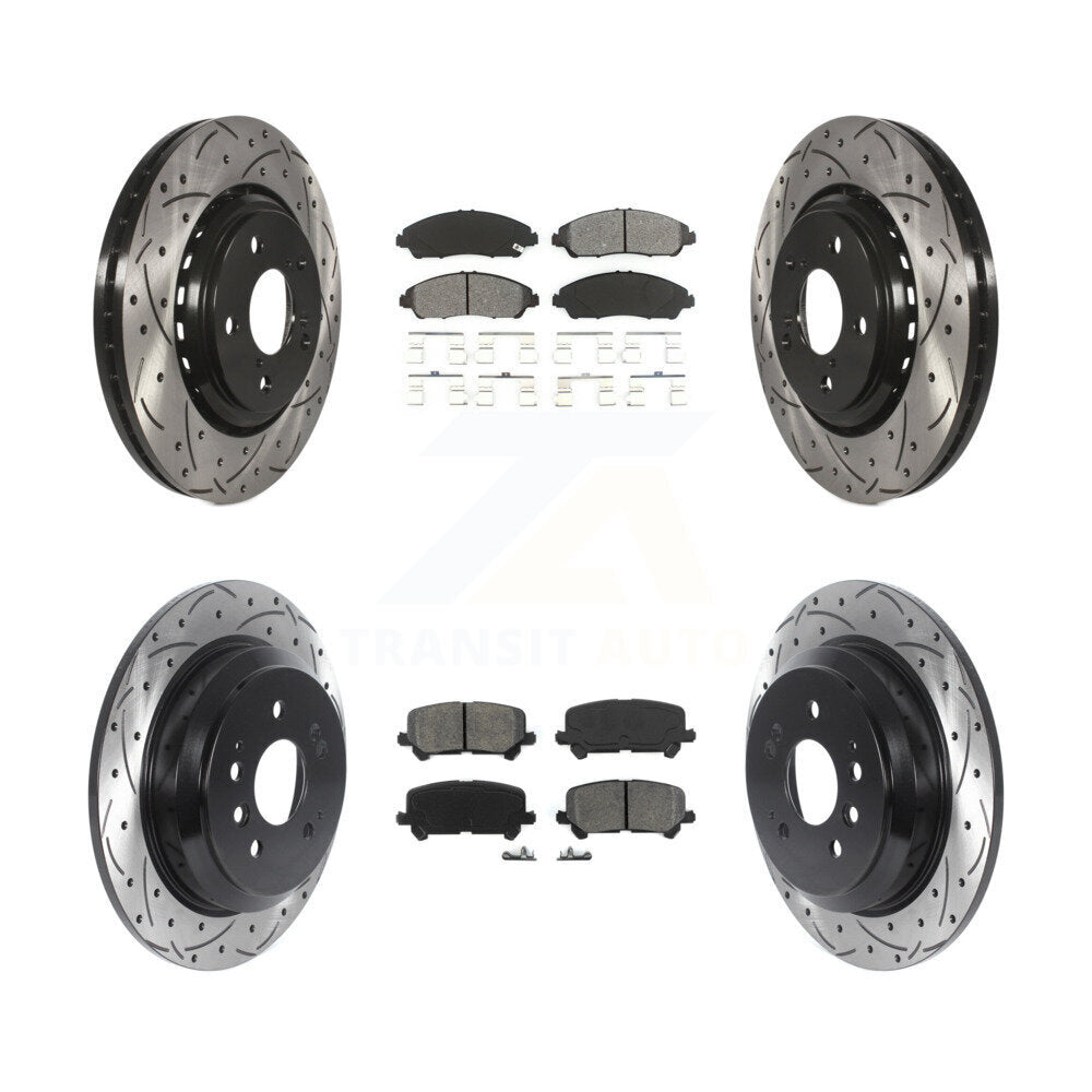 [Avant + Arrière] Kit de disque (percé rainuré revêtu) et plaquette (semi-métallique) de frein pour Honda Pilot Ridgeline KDS-100770