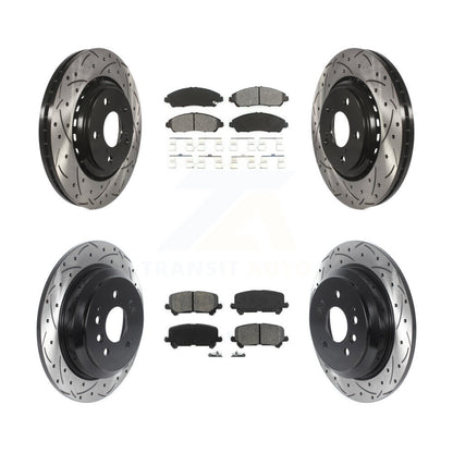 [Avant + Arrière] Kit de disque (percé rainuré revêtu) et plaquette (semi-métallique) de frein pour Honda Pilot Ridgeline KDS-100770