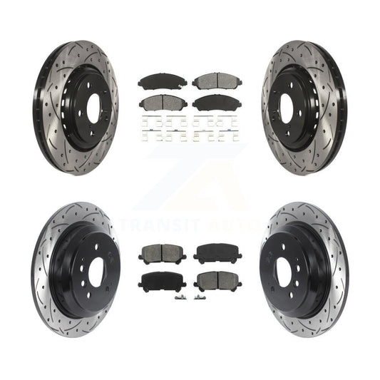 [Avant + Arrière] Kit de disque (percé rainuré revêtu) et plaquette (semi-métallique) de frein pour Honda Pilot Ridgeline KDS-100770