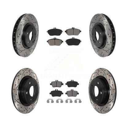 [Avant + Arrière] Kit de disque (percé rainuré revêtu) et plaquette (semi-métallique) de frein pour Mercedes-Benz GLA250 CLA250 INFINITI QX30 B Electric Drive B250 KDS-100771
