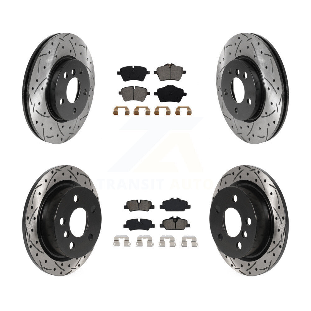 [Avant + Arrière] Kit de disque (percé rainuré revêtu) et plaquette (semi-métallique) de frein pour Mini Cooper KDS-100772