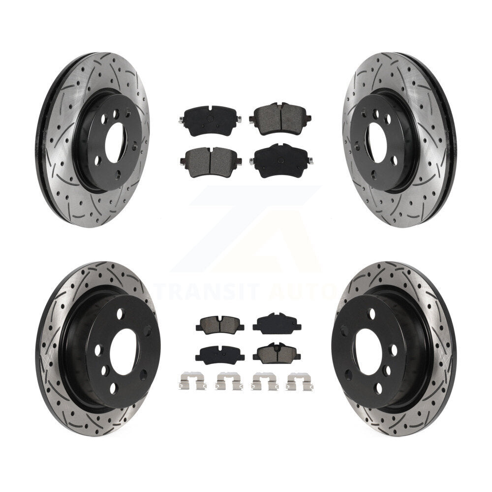 [Avant + Arrière] Kit de disque (percé rainuré revêtu) et plaquette (semi-métallique) de frein pour Mini Cooper KDS-100773