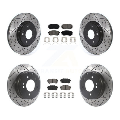 [Avant + Arrière] Kit de disque (percé rainuré revêtu) et plaquette (semi-métallique) de frein pour Kia Optima avec Manual Parking KDS-100776