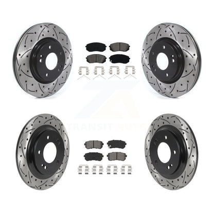[Avant + Arrière] Kit de disque (percé rainuré revêtu) et plaquette (semi-métallique) de frein pour 2016 Kia Optima LX EX 1.6T avec Electric Parking KDS-100778