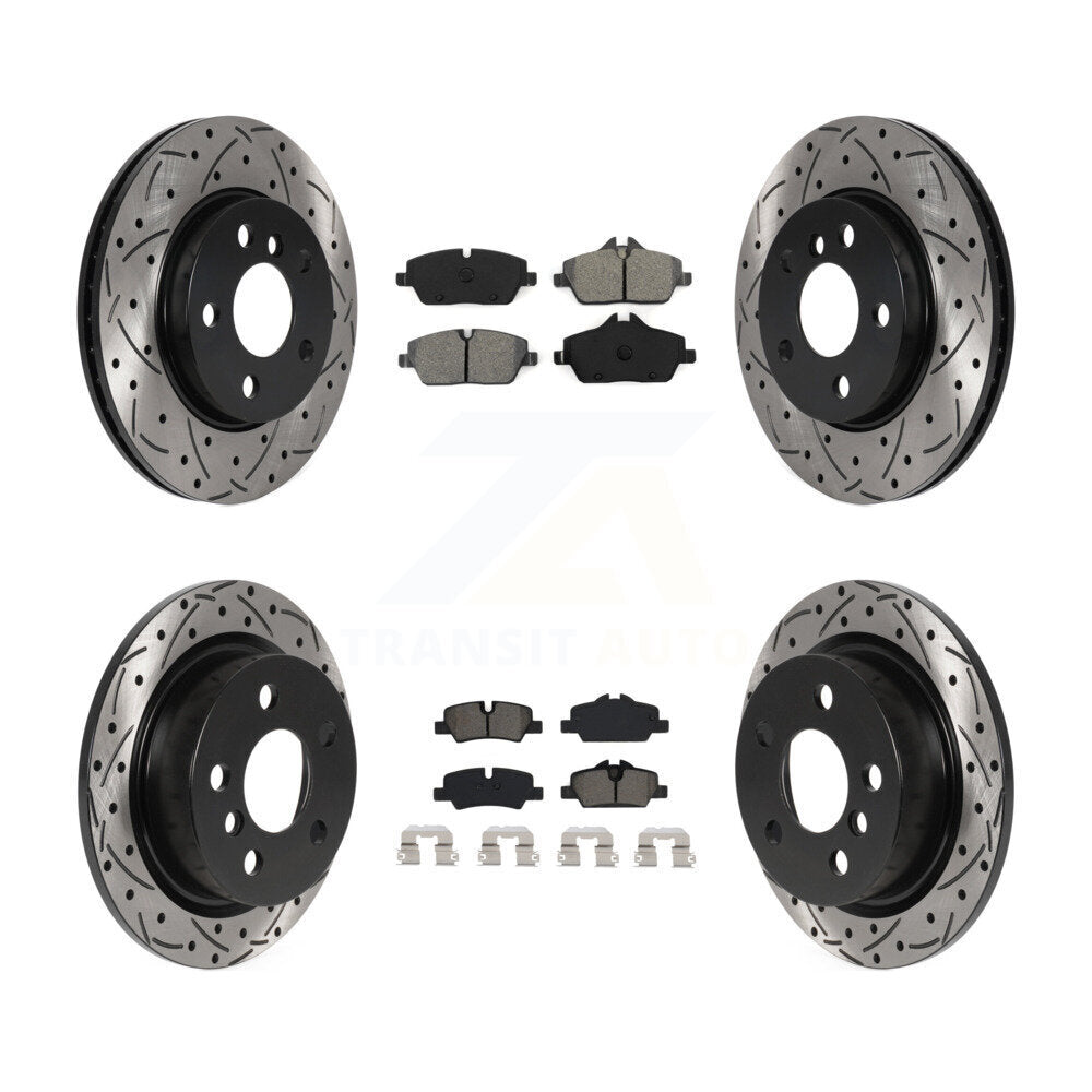 [Avant + Arrière] Kit de disque (percé rainuré revêtu) et plaquette (semi-métallique) de frein pour Mini Cooper KDS-100780