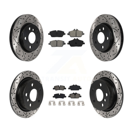 [Avant + Arrière] Kit de disque (percé rainuré revêtu) et plaquette (semi-métallique) de frein pour Mini Cooper KDS-100780