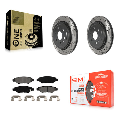 [Arrière] Kit de disque (percé rainuré revêtu) et plaquette (semi-métallique) de frein pour Cadillac SRX Saab 9-4X KDS-100781