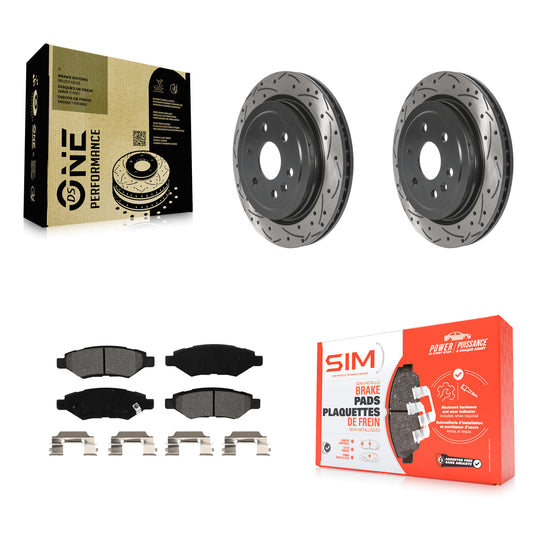 [Arrière] Kit de disque (percé rainuré revêtu) et plaquette (semi-métallique) de frein pour Cadillac SRX Saab 9-4X KDS-100781