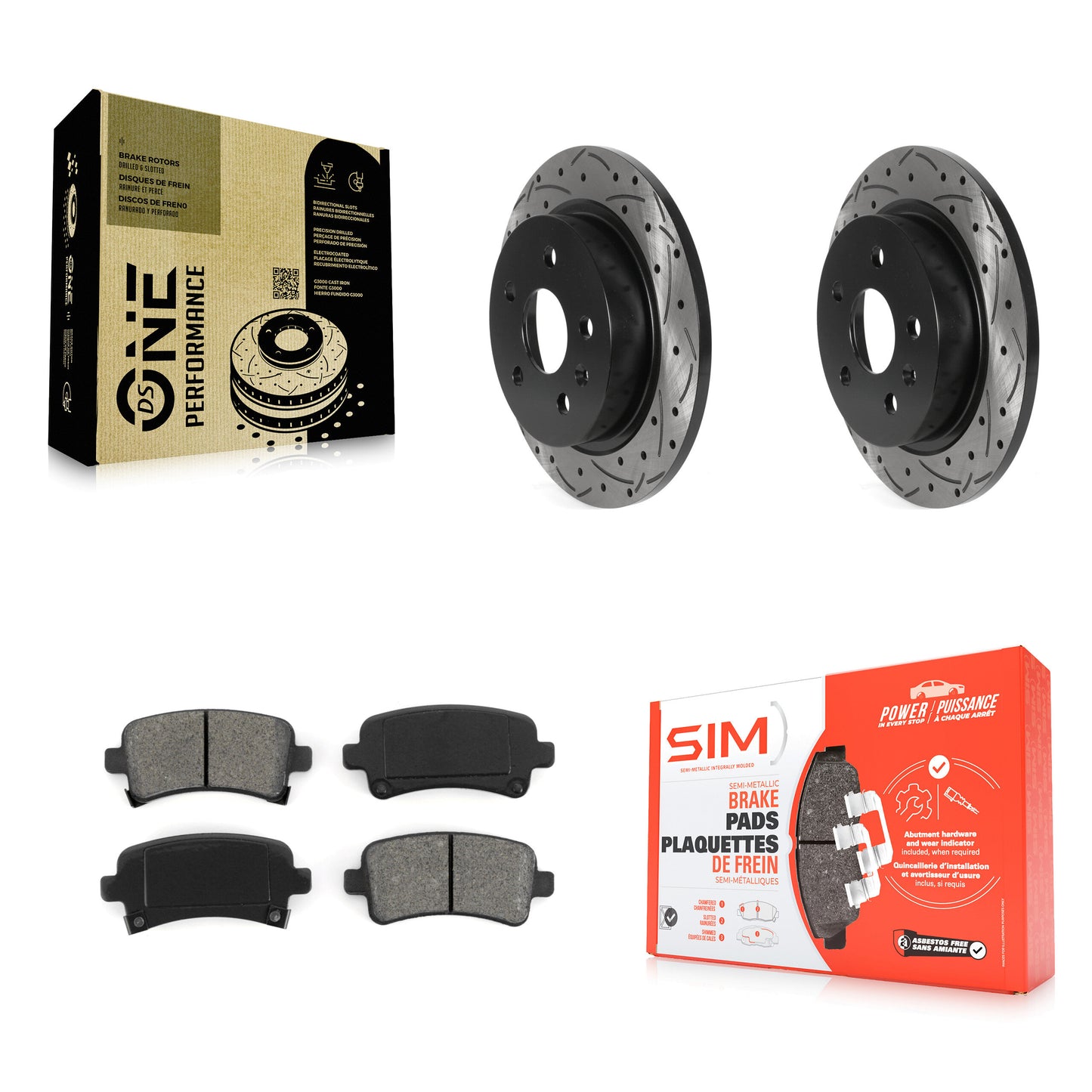 [Arrière] Kit de disque (percé rainuré revêtu) et plaquette (semi-métallique) de frein pour Chevrolet Malibu Buick LaCrosse Regal Limited KDS-100782