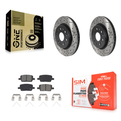 [Arrière] Kit de disque (percé rainuré revêtu) et plaquette (semi-métallique) de frein pour Chevrolet Traverse GMC Acadia Cadillac XT5 Buick Enclave Blazer XT6 KDS-100786