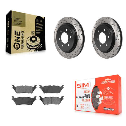[Arrière] Kit de disque (percé rainuré revêtu) et plaquette (semi-métallique) de frein pour Ford F-150 Expedition Lincoln Navigator KDS-100788
