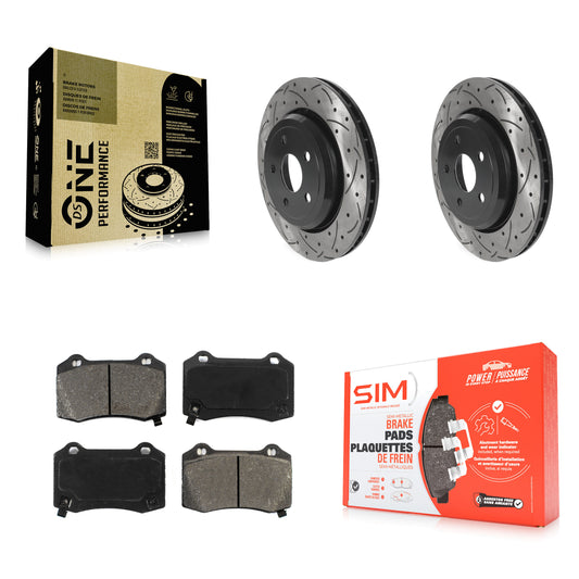 [Arrière] Kit de disque (percé rainuré revêtu) et plaquette (semi-métallique) de frein pour Jeep Grand Cherokee Dodge Durango KDS-100789