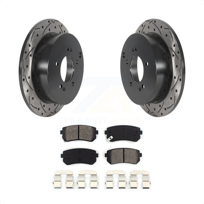 [Arrière] Kit de disque (percé rainuré revêtu) et plaquette (semi-métallique) de frein pour Hyundai Tucson Kia Sportage AWD KDS-100791 par Transit Auto
