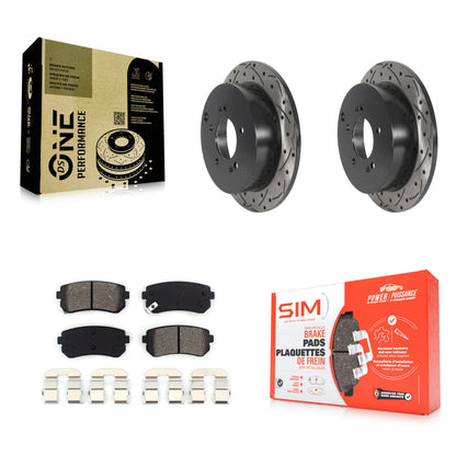 [Arrière] Kit de disque (percé rainuré revêtu) et plaquette (semi-métallique) de frein pour Hyundai Tucson Kia Sportage AWD KDS-100791